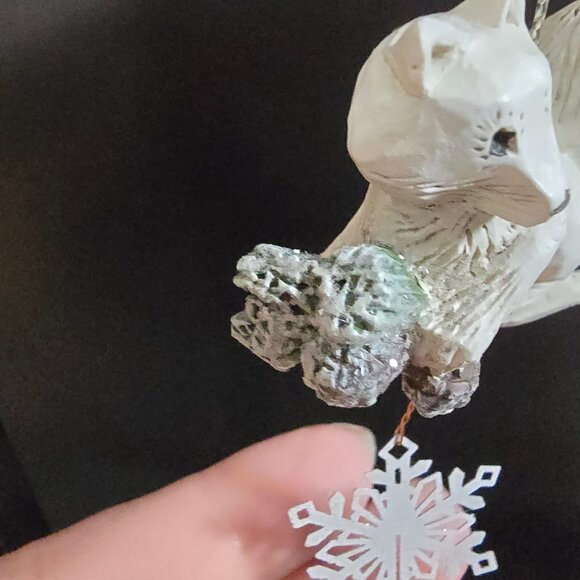 NWT RARE Pam Schifferl Winter White Fox Ornament Snowflake Accent  By Midwest - Picture 5 of 9